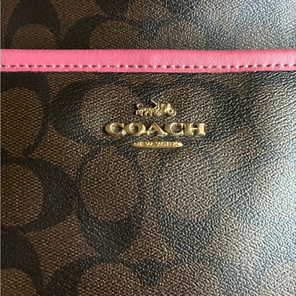 Coach Signature Brown and Pink Crossbody Bag - Picture 12 of 14